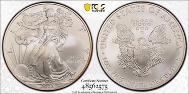 2008-W $1 Burnished Silver Eagle SP70