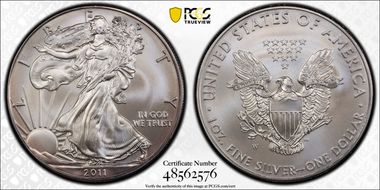 2011-W $1 Burnished Silver Eagle SP70