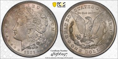 1921 $1 Morgan MS63