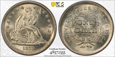 1839 10C No Drapery MS67