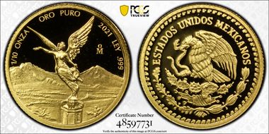 2021-Mo 1/10 oz Libertad Au PR69DCAM