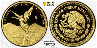 2022-Mo 1/10 oz Libertad Au PR69DCAM