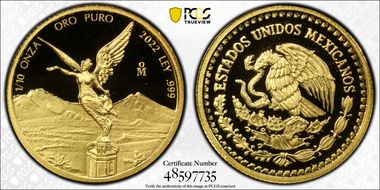 2022-Mo 1/10 oz Libertad Au PR70DCAM
