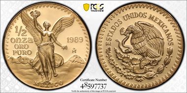 1989-Mo 1/2 oz Libertad Au PR69DCAM