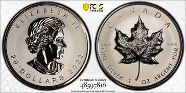 2022 $20 Maple Leaf - Ultra High Relief Reverse Proof PR70