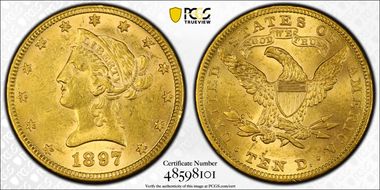 1897 $10 AU58