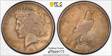 1921 $1 High Relief, Peace XF45