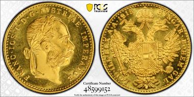 "1915" Ducat Restrike KM-2267  Au MS67