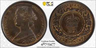 1864 1C Short 6 MS64BN