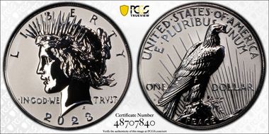 2023-S $1 Peace Dollar Rev PR Two-Coin Reverse Proof Set PR69