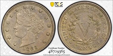 1883 5C With CENTS AU55