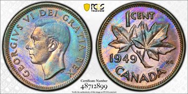 1949 1C A Btwn Denticles MS63BN