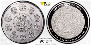 2023-Mo 100 P Calendario Azteca 1kg Ag PL70