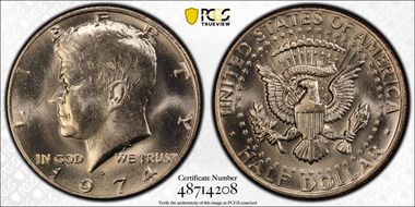 1974-D 50C Doubled Die Obv,  FS-101 MS65