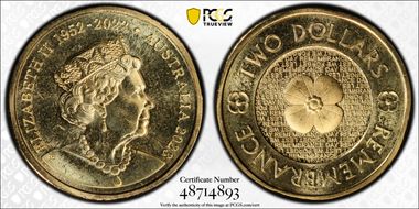 2023 $2 35th Ann $2 Coin Set Remembrance Poppy MS68