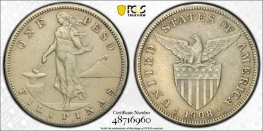 1908-S Peso KM-172  Ag N1