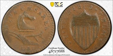 1787 NJ 1/2P Maris 43-d, Bulbous Nose AU55BN