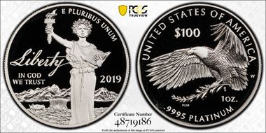 2019-W $100 Platinum Eagle - Liberty PR69DCAM