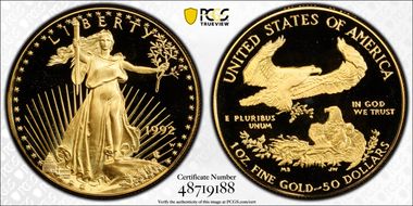 1992-W $50 Gold Eagle PR69DCAM