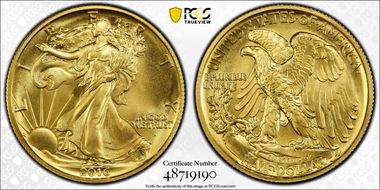 2016-W 50C 100th Anniversary Gold SP69