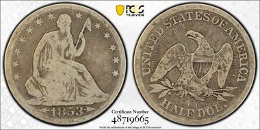 1853 50C Arrows & Rays G6