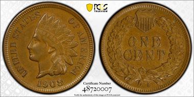1908-S 1C AU58+ BN