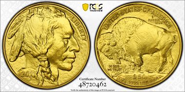 2021 $50 American Buffalo .9999 Fine Gold MS70