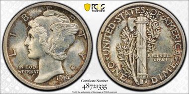 1916 10C Mercury MS65FB
