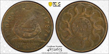 1787 Fugio 1C States United, 4 Cinq VF30BN