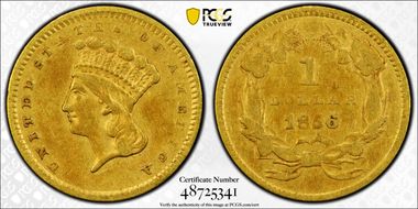 1856 G$1 Slanted 5 VF35