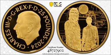 2024 £25 Han Solo & Chewbacca Star Wars PR70DCAM