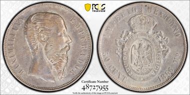 1866-Mo 50C Maximilian KM-387  Ag N1
