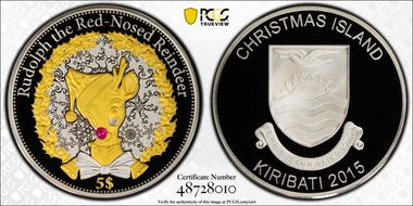 2015 $5 Rudolph the Red-Nosed Reindeer Reindeer PR70DCAM