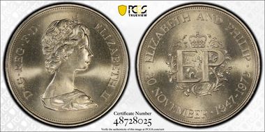 1972 25p S-LL1 Silver Anniversary Cu/Ni MS67