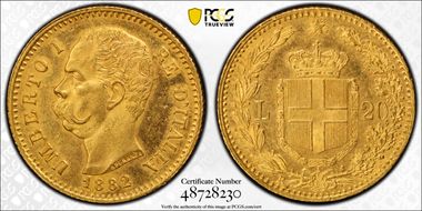1882-R 20 L KM-21  Au MS63