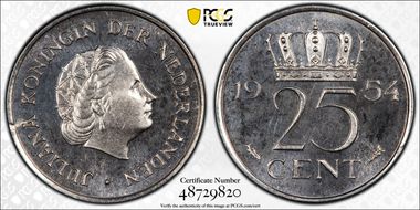 1954 25C PR66CAM