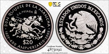 2005-Mo 20 Peso 400th Ann Don Quijote PR70DCAM