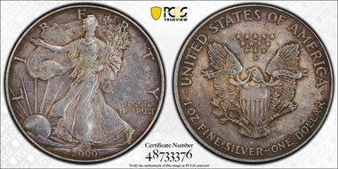 2000 $1 Silver Eagle AU50