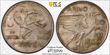 1906 Medal  Peltzer-1487 Munchen Ag MS64