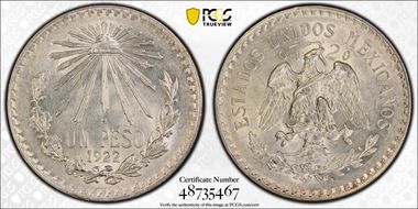 1922-M Peso KM-455  Ag MS63
