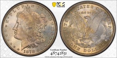 1878 8TF $1 VAM 4, Denticle Chip MS65
