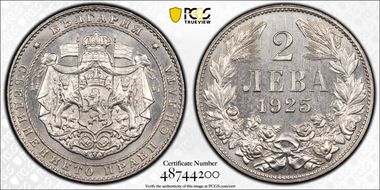 1925 2 Leva KM-38 Brussels MS66