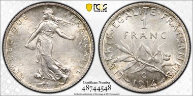 1914-C 1 Fr Gad-467 F-217 MS66