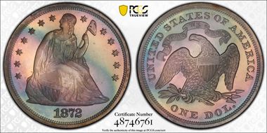 1872 $1 PR67