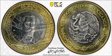 2013-Mo 20 Peso Belisario Dominguez MS64