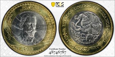 2013-Mo 20 Peso Belisario Dominguez MS64