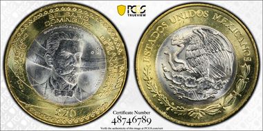 2013-Mo 20 Peso Belisario Dominguez MS64