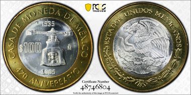 2005-Mo 100 P 470th Ann. Mexico City Mint MS66