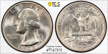 1942-S 25C MS66