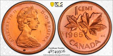 1965 1C Type 2, Sm Beads, Bl 5 PL65RD
